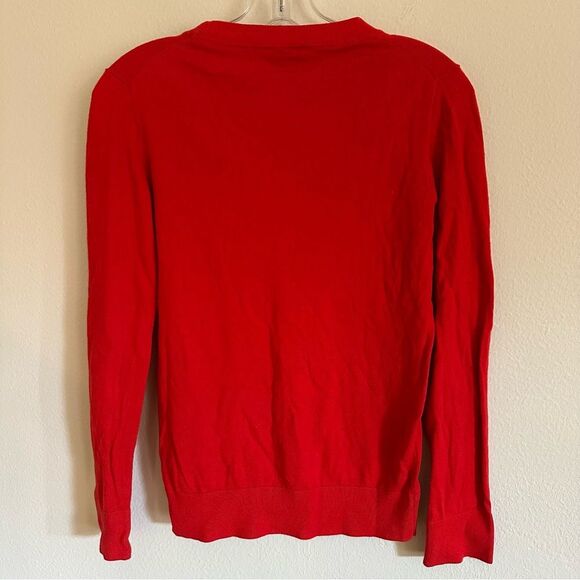 Kate Spade Red Floral Applique Sweater S Coquette Preppy Cottagecore Knit Top - Picture 8 of 12